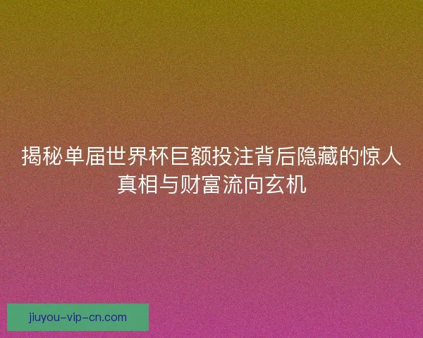 揭秘单届世界杯巨额投注背后隐藏的惊人真相与财富流向玄机